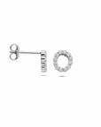 Zilveren gerhodineerde oorknoppen zirkonia 8 mm - 1341351