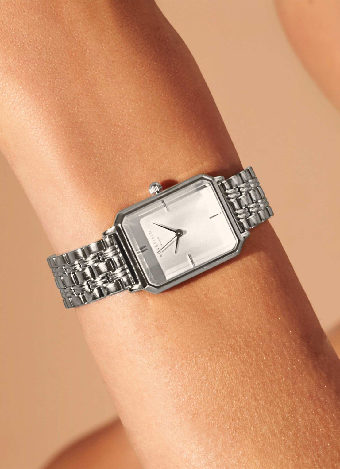 Rosefield horloge OCWSS-O41 The Octagon White Sunray Steel Silver - PansiteNederland.nl