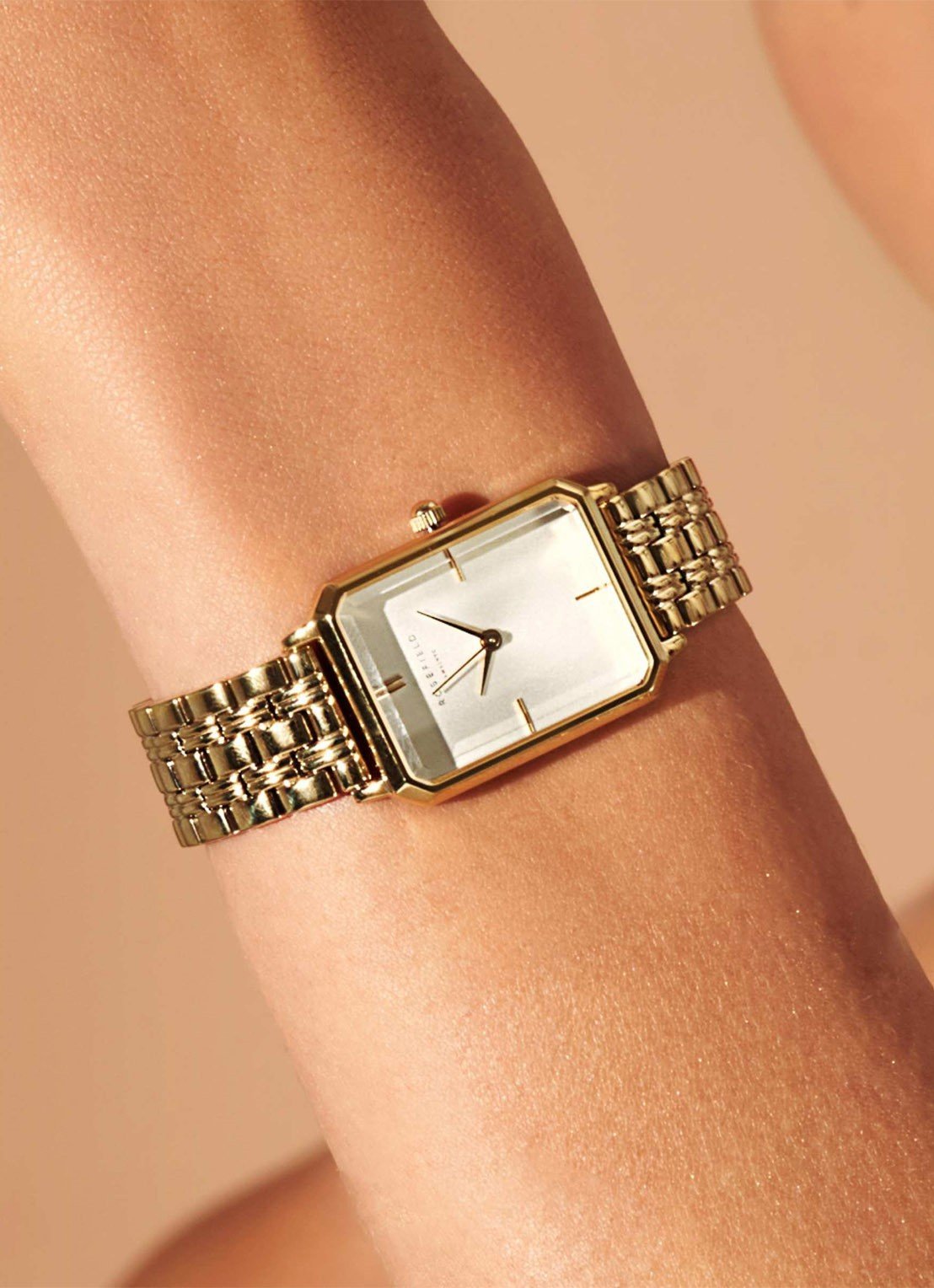 Rosefield horloge OCWSG-O40 The Octagon White Sunray Steel Gold - PansiteNederland.nl