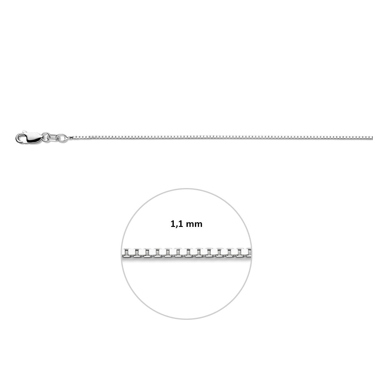 Venetiaans 1,1 mm zilver wit