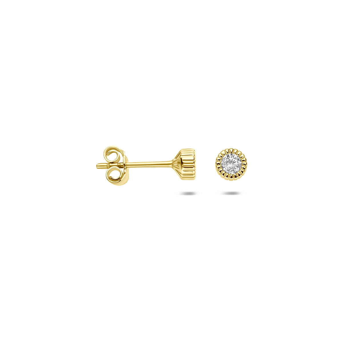 Oorknoppen zirkonia 9K geelgoud 4,5 mm