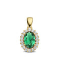 14K geelgoud hanger groen en wit zirkonia halo 4028204 - PansiteNederland.nl