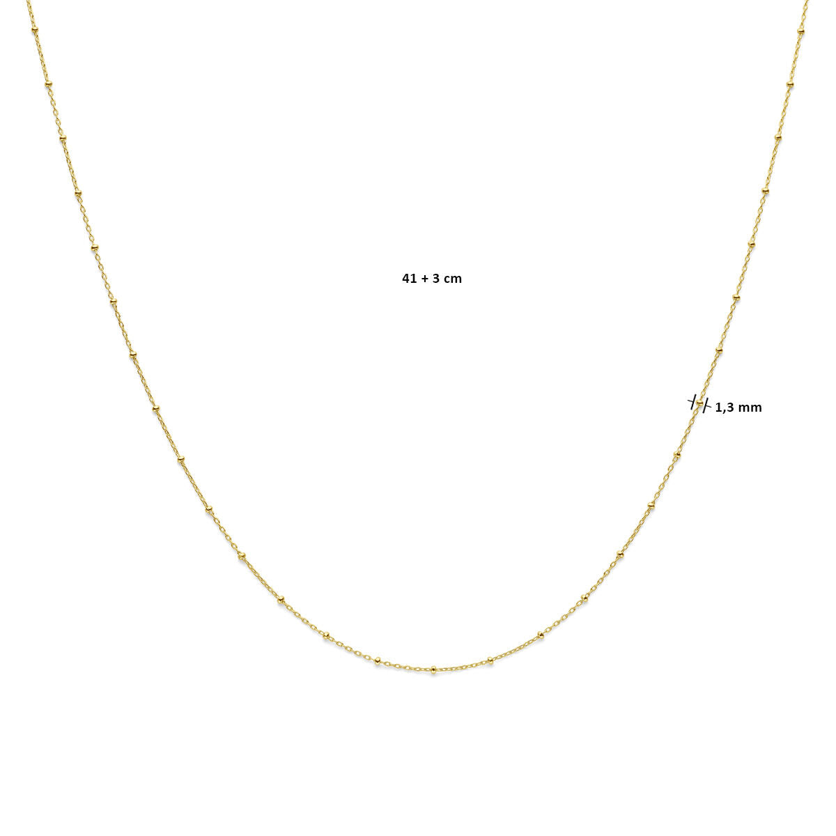 9k collier bolletjes 41 + 3 cm 9K geel