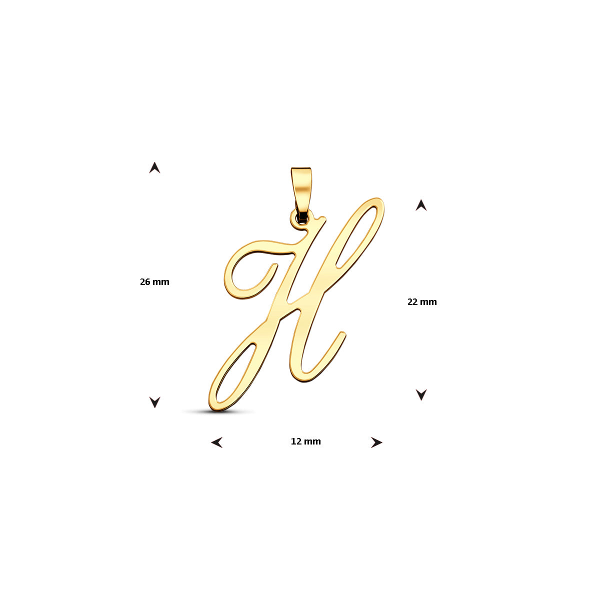 Hanger sierletter H 22 mm 14K geelgoud #Letter_H