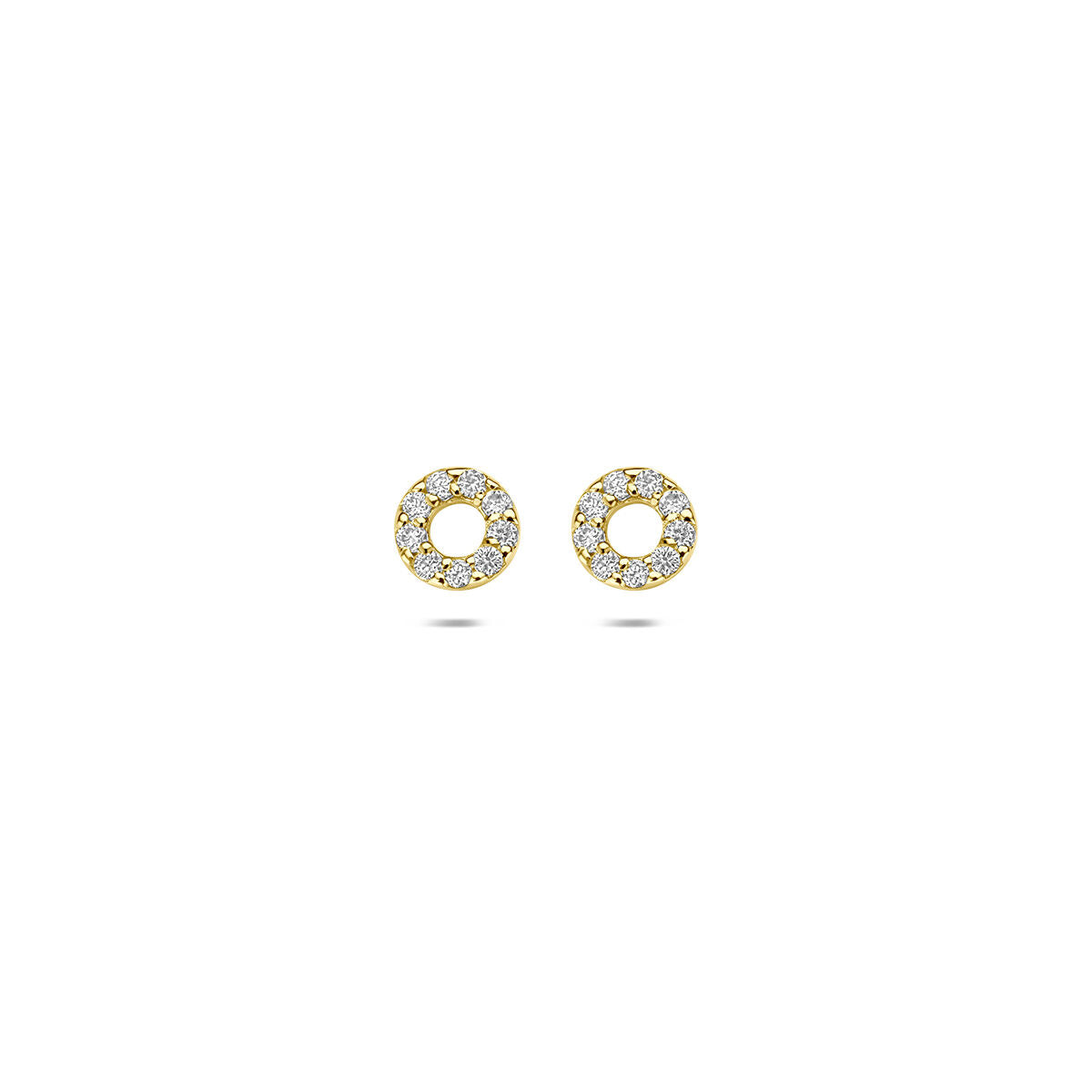 Oorknoppen rond lab grown diamant 0.092ct (2x 0.046ct) f vs 14K geelgoud 4,5 mm