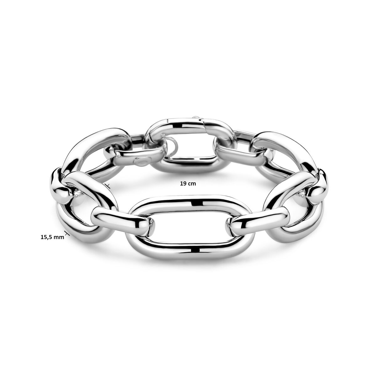 Armband anker 15,5 mm 19 cm zilver gerhodineerd