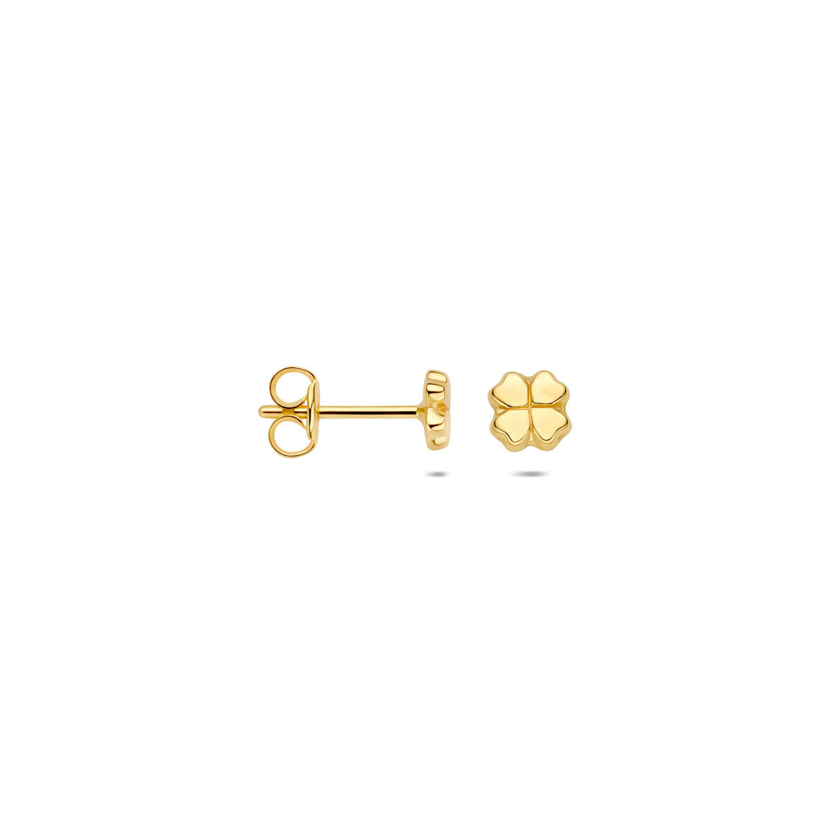 Oorknoppen klavertje 14K geelgoud 4,5 mm