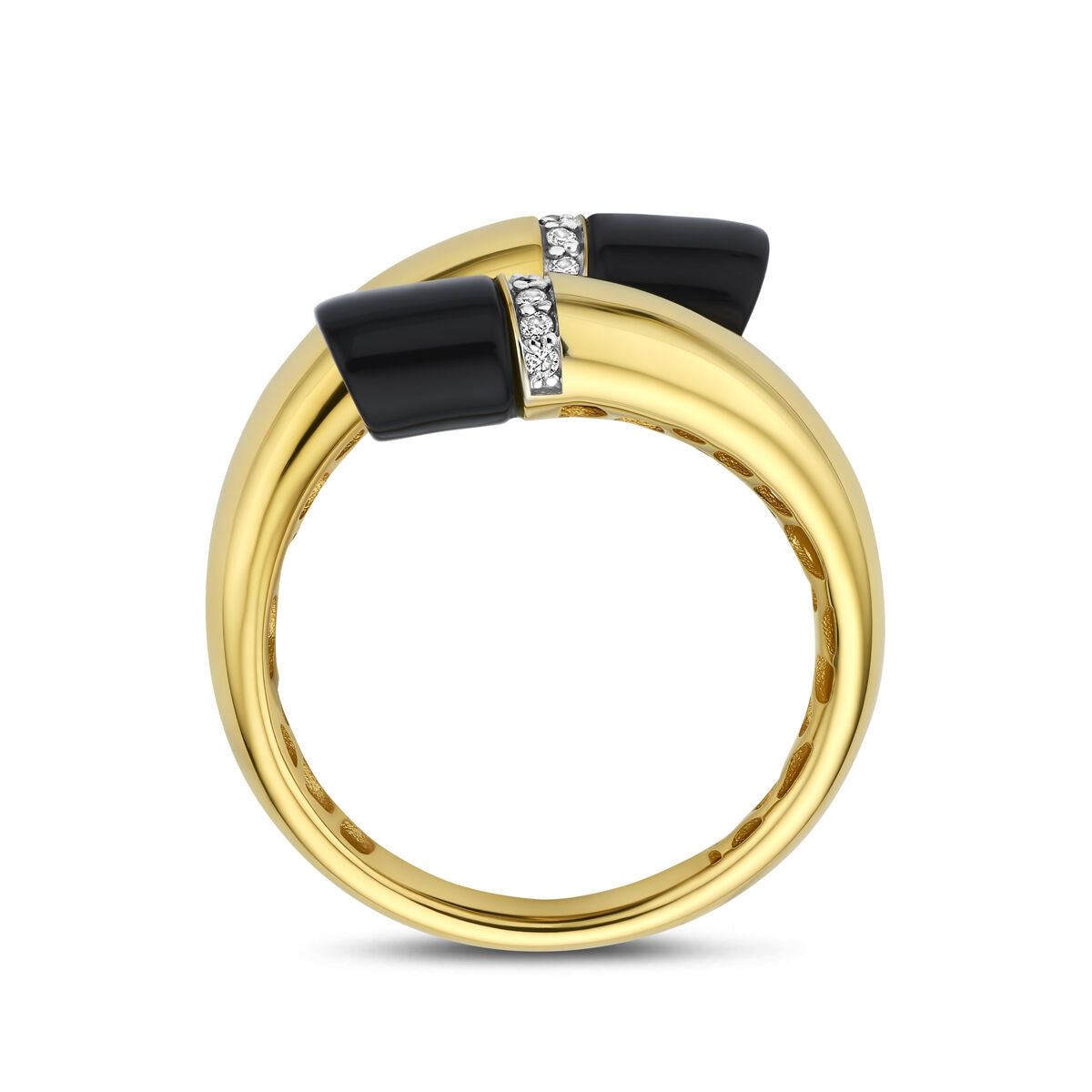 Fantasy Collection Ring onyx diamant 0.07ct h si 14K geelgoud