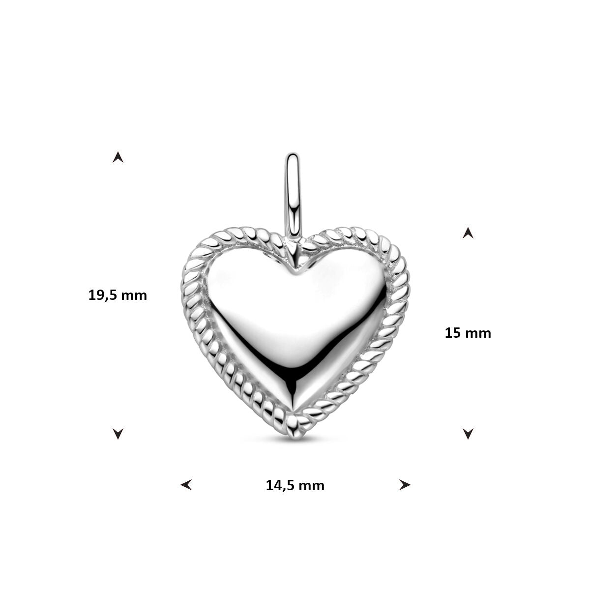 Zilveren gerhodineerde hanger hartje 19,5 mm - 1341710 - PansiteNederland.nl