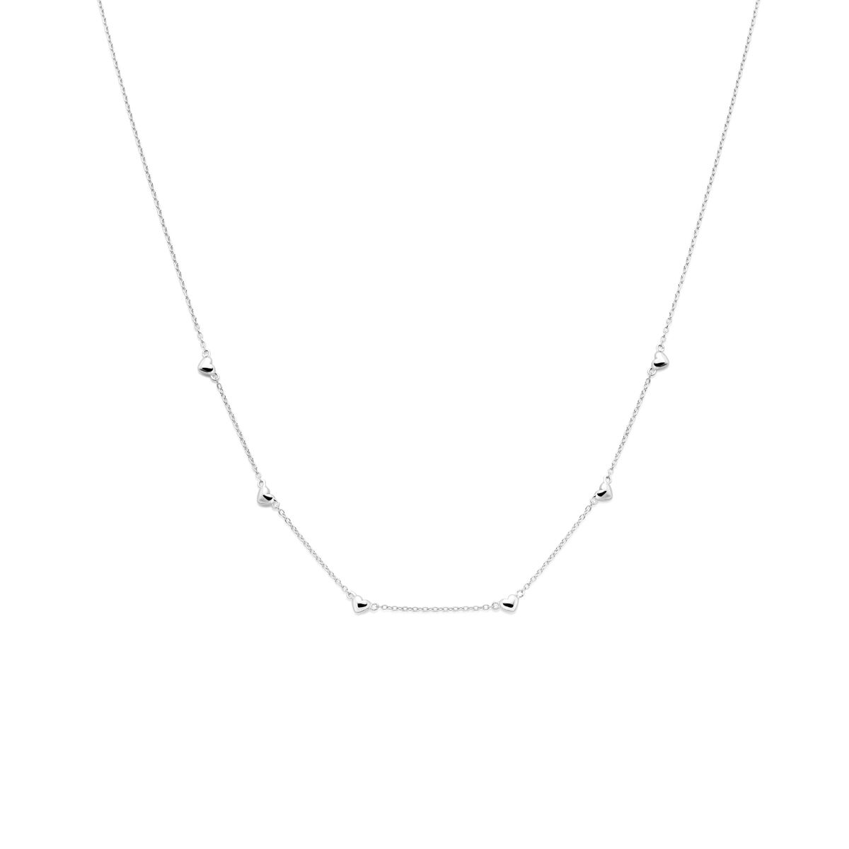 Collier hartjes 36 - 38 - 40 cm zilver gerhodineerd