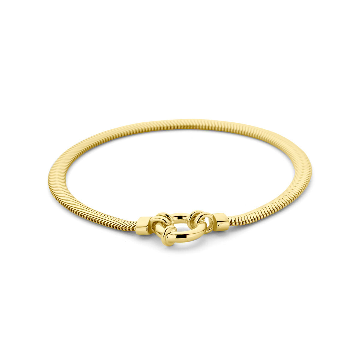 Armband slang plat met groot veerslot 4,3 mm 19 cm 3 micron zilver verguld (geel)