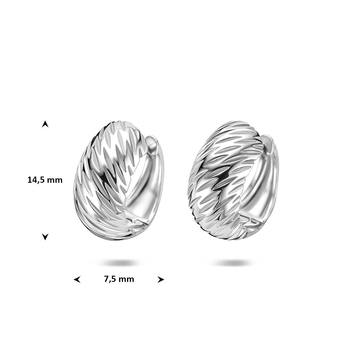 Oorbellen zilver gerhodineerd 14,5 mm