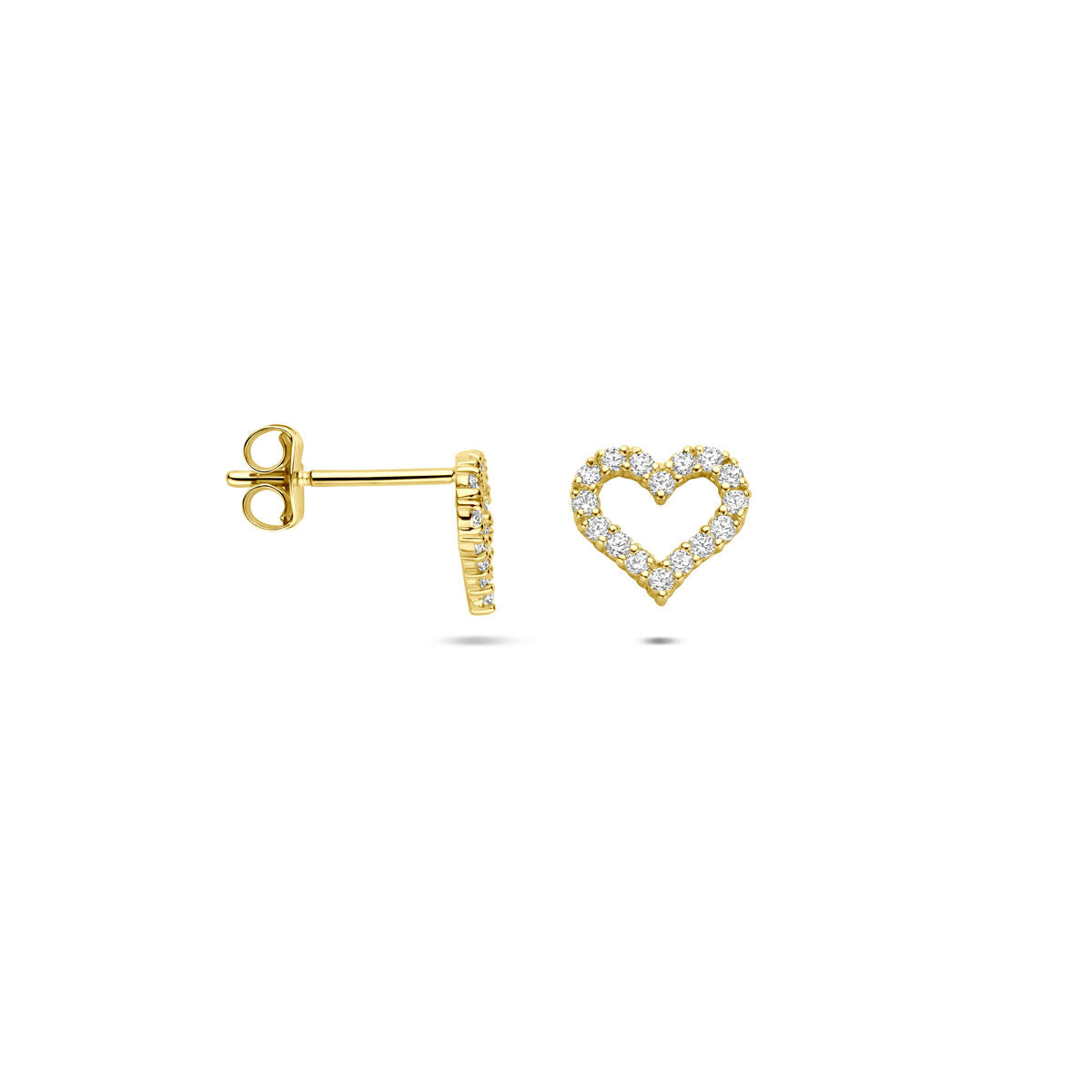 9K Geelgouden 9k oorknoppen hart zirkonia 7 mm - 8000268