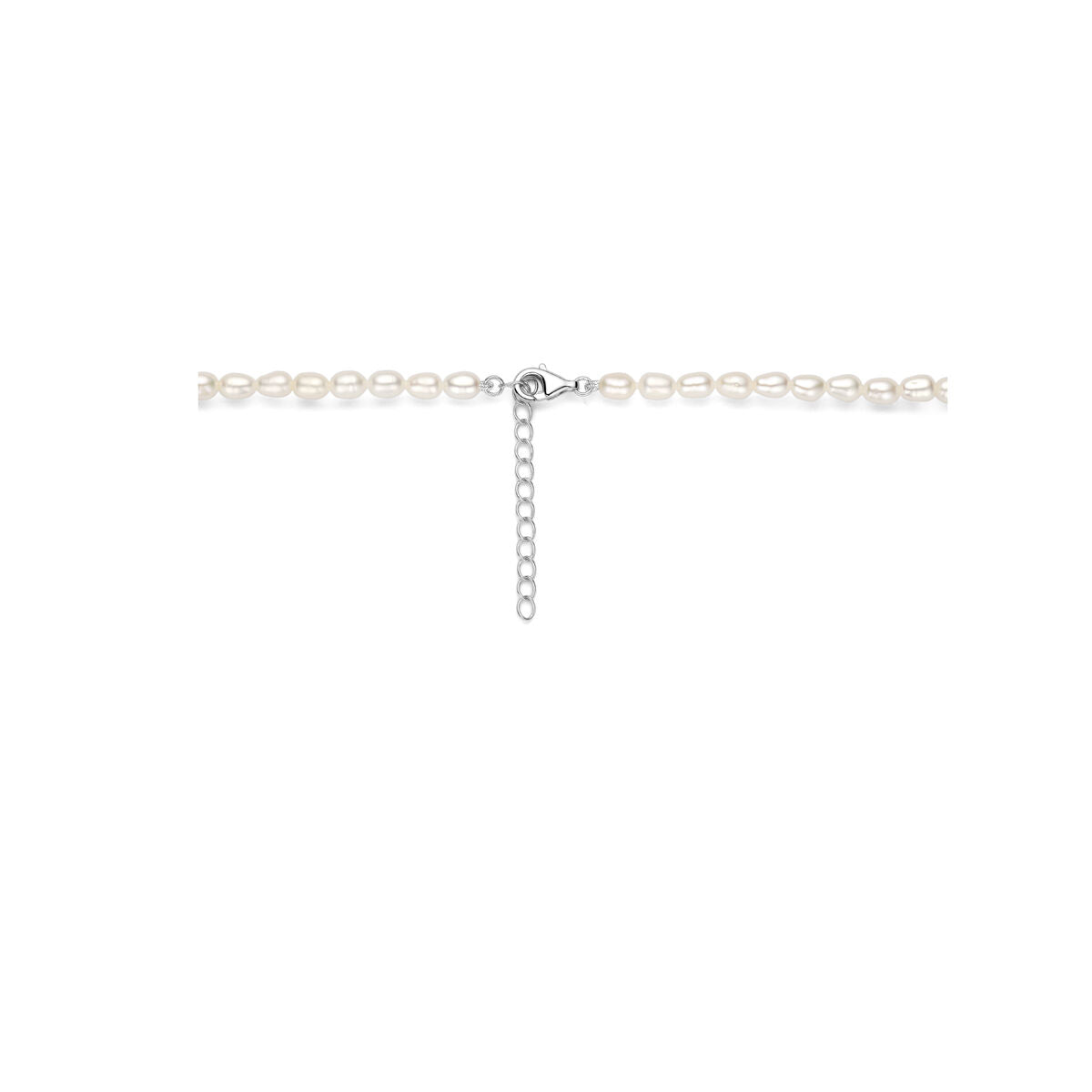 Collier parels 41 + 4 cm zilver gerhodineerd