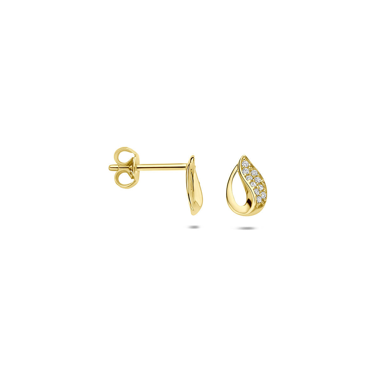 Oorknoppen zirkonia 9K geelgoud 8 mm