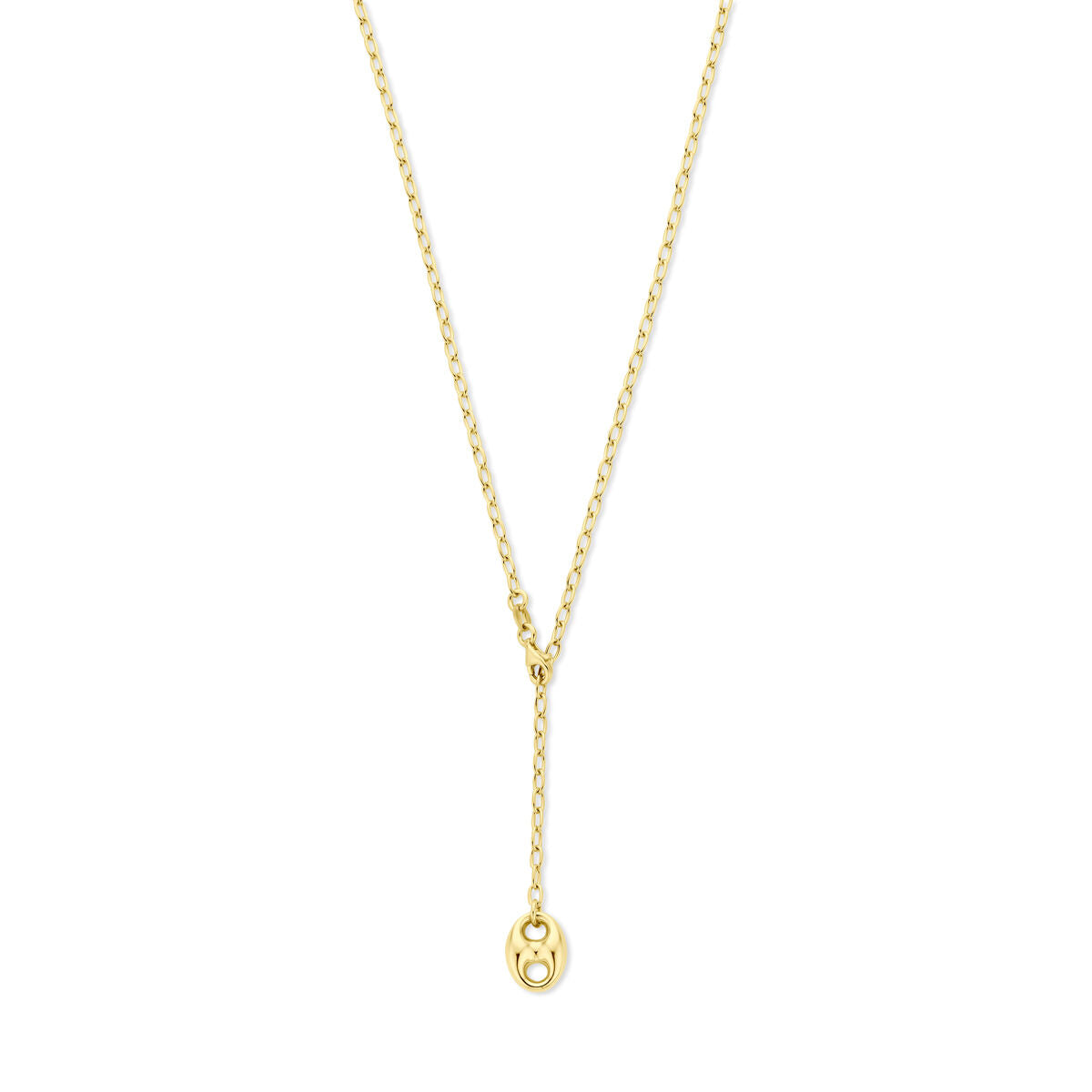 Fantasy Collection Y-collier koffieboon 50 cm 3 micron zilver verguld (geel)