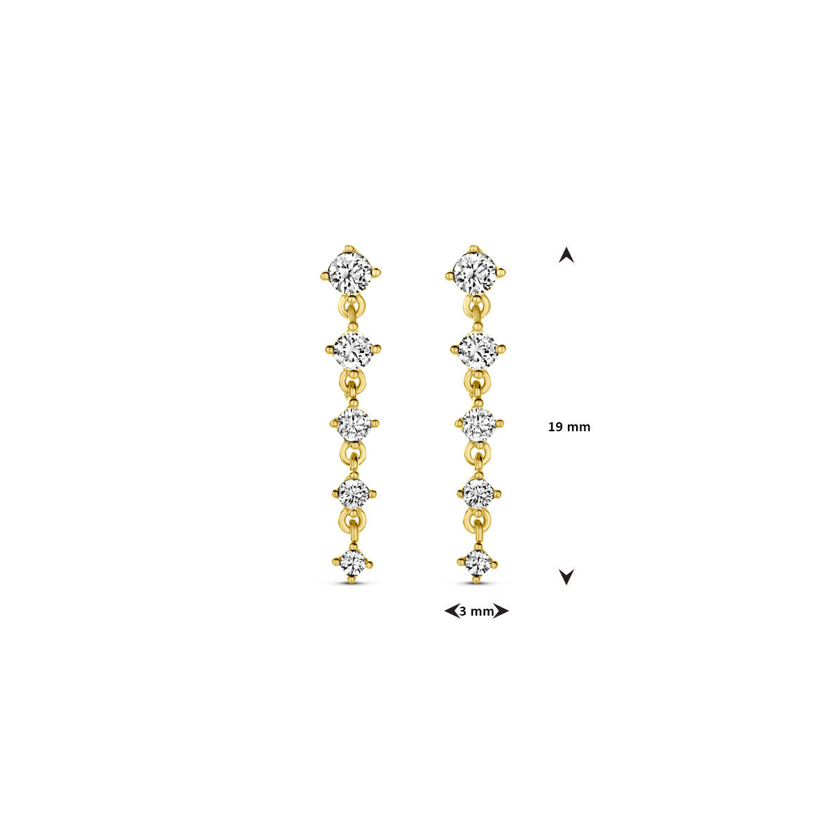 Fantasy Collection Hangende oorbellen zirkonia 19 mm 14K geelgoud