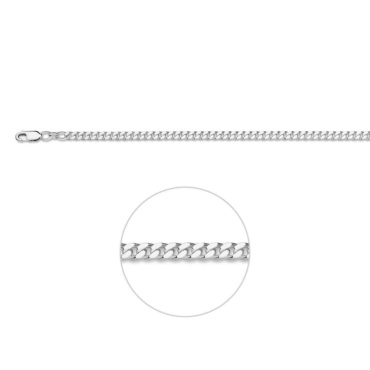Fantasy Collection Gourmette 4 zijdes geslepen 3,5 mm zilver wit