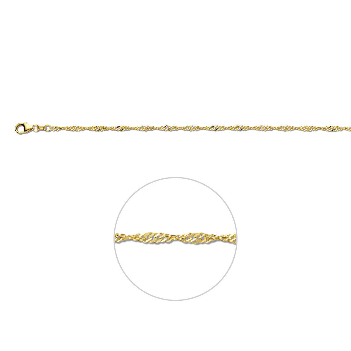 Ketting singapore 2,4 mm 9K geel