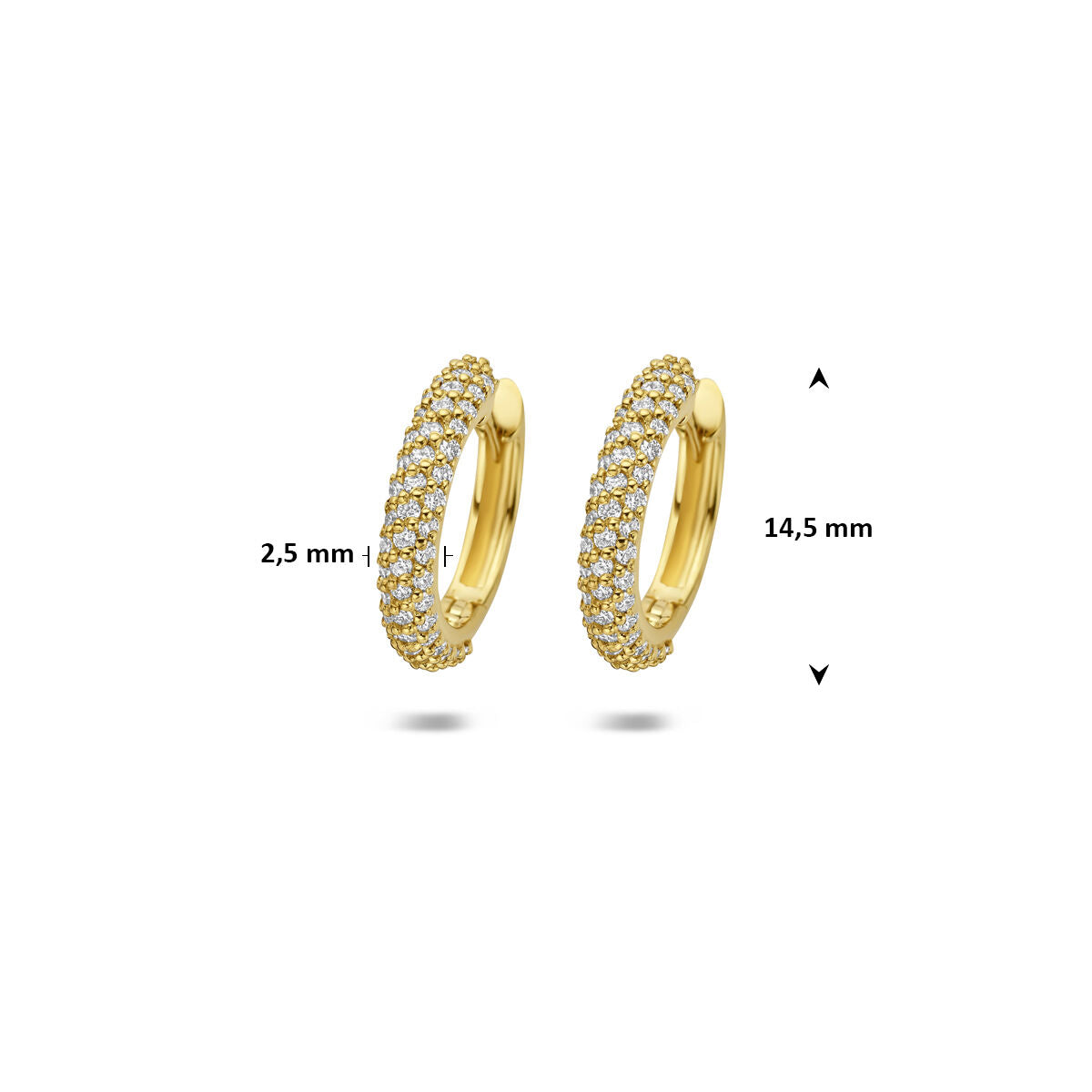 Klapoorringen lab grown diamant 0.57ct (2x 0.285ct) f vs 14K geelgoud 14,5 mm