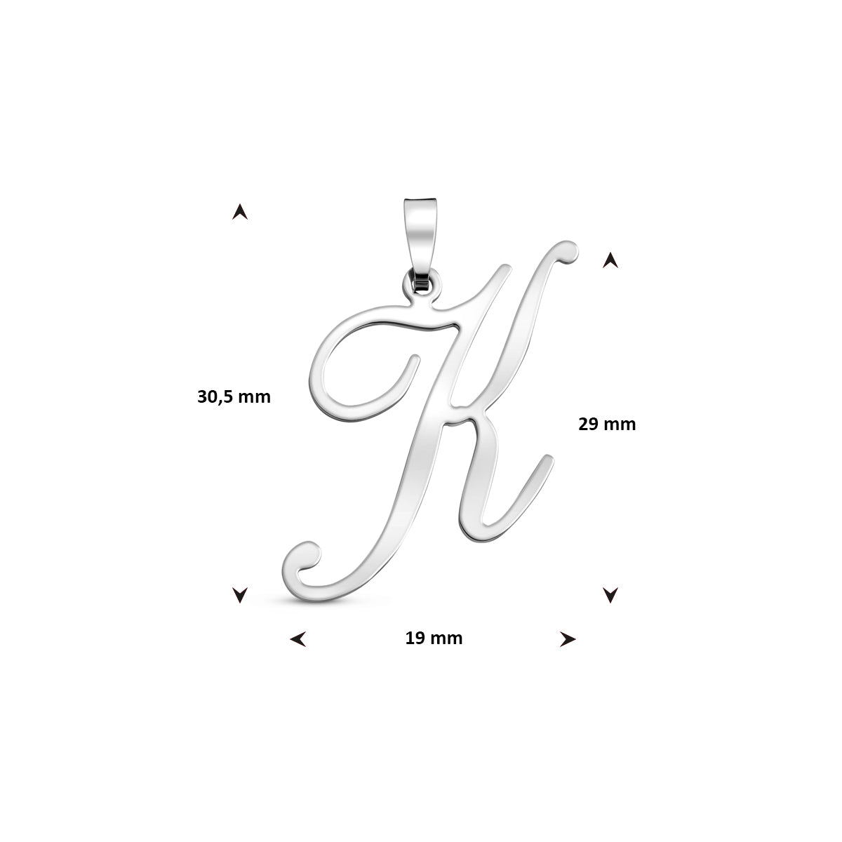 Hanger sierletter K 29 mm zilver #Letter_K