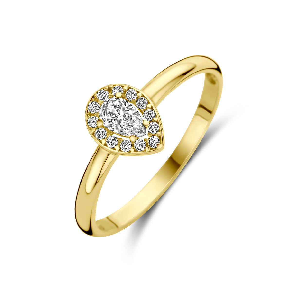14K Geelgouden Ring Peervormige Zirkonia 4031479