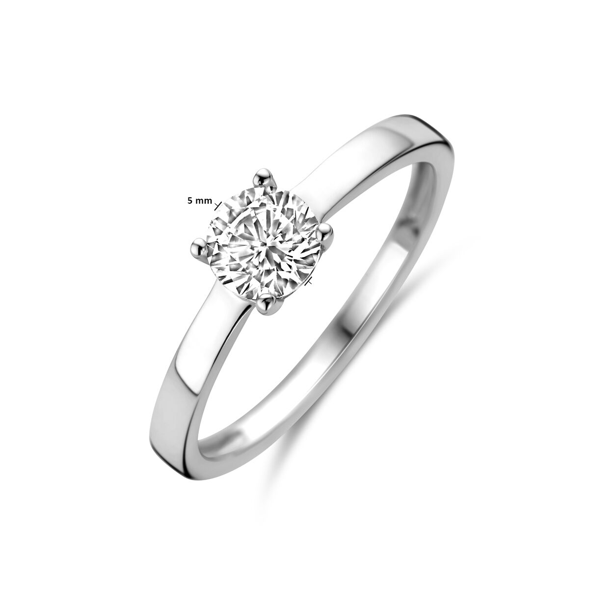 Ring zirkonia zilver gerhodineerd