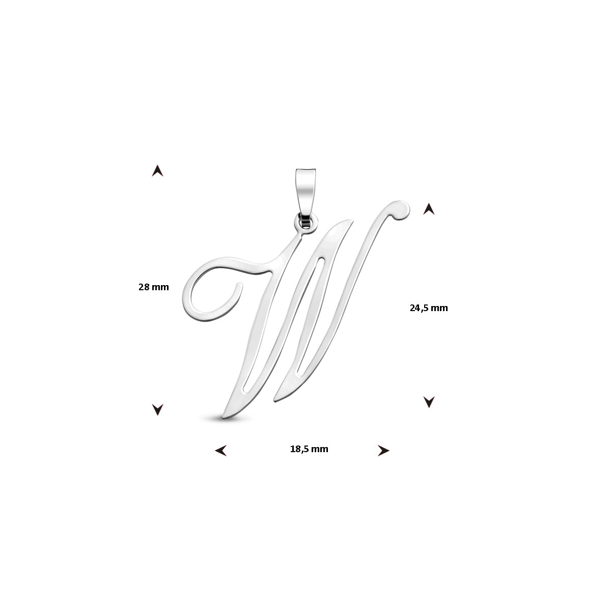 Hanger sierletter W 24,5 mm zilver #Letter_W