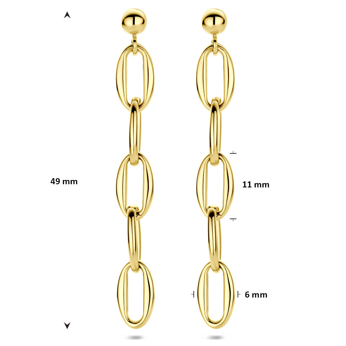 14K geelgouden oorhangers schakel 49 mm - 4034460 - PansiteNederland.nl