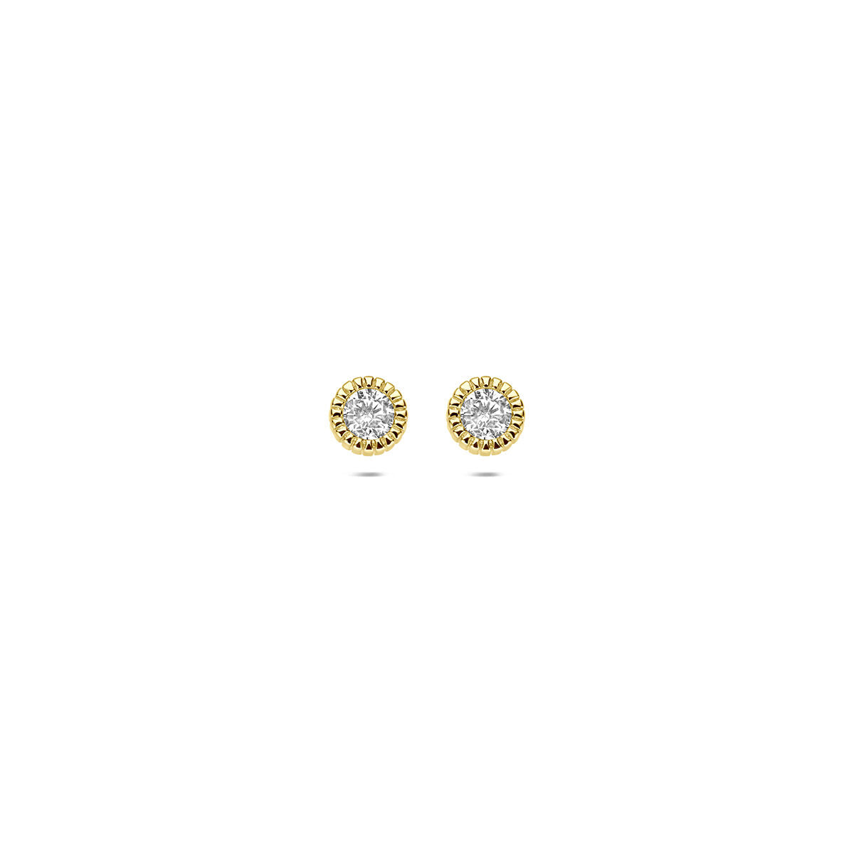 Oorknoppen zirkonia 9K geelgoud 4,5 mm