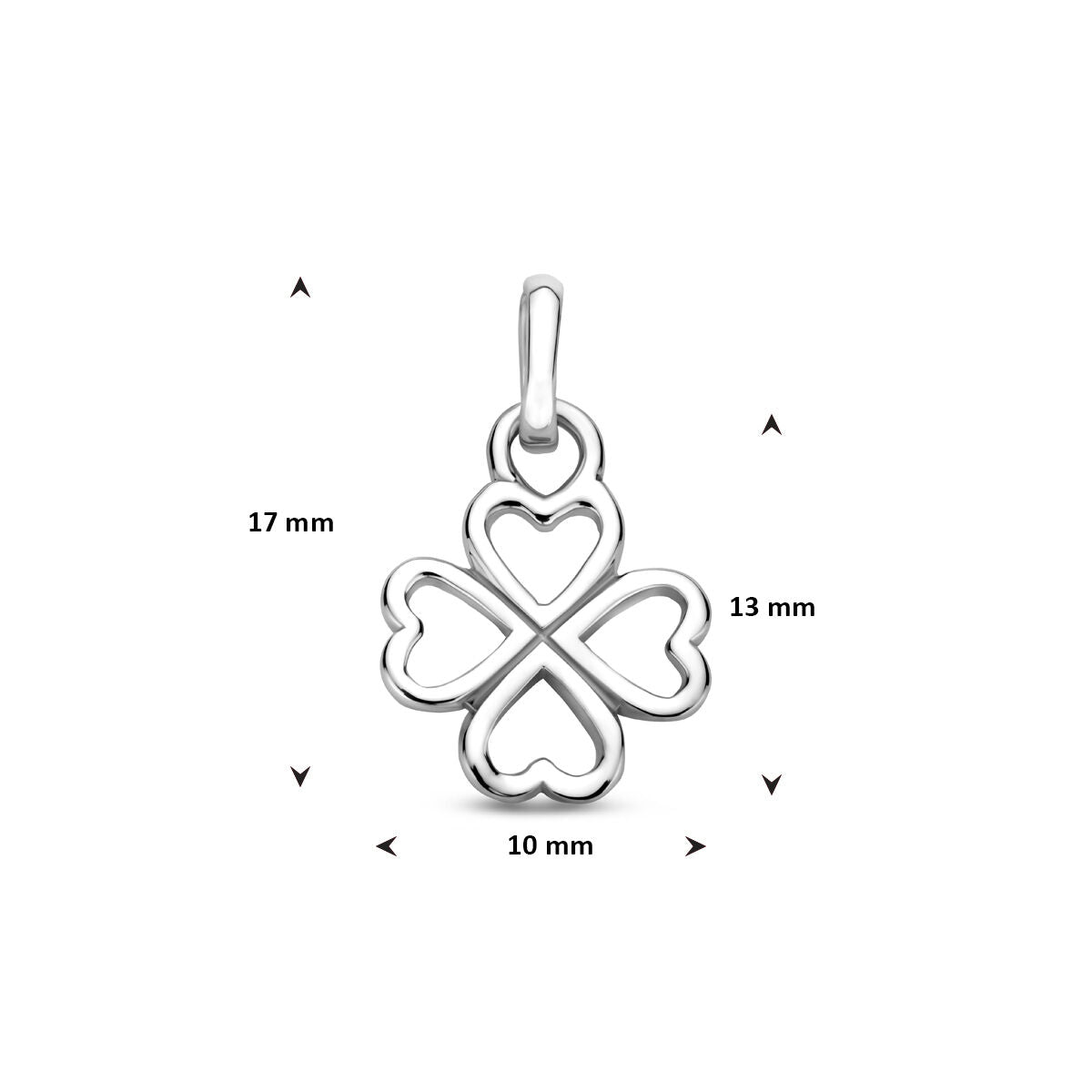 Zilveren gerhodineerde hanger klavertje 17 mm - 1341923 - PansiteNederland.nl