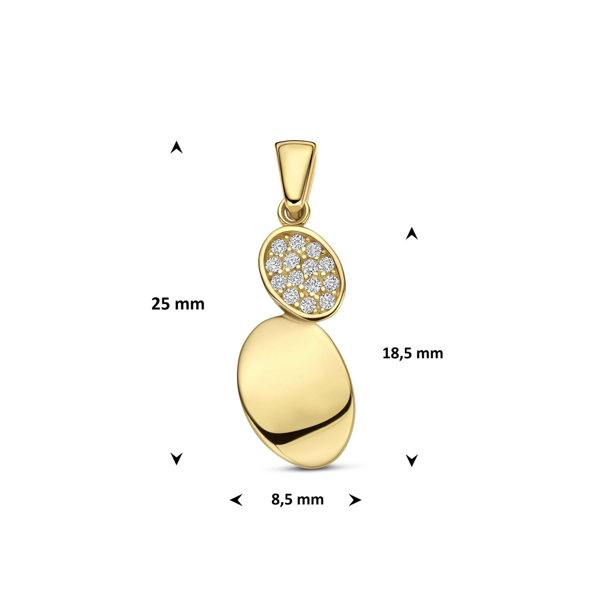 Hanger zirkonia 9K geelgoud 18,5 mm