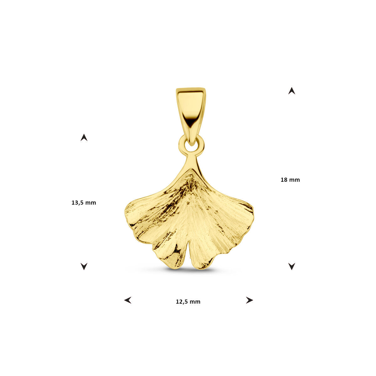 14K geelgoud hanger ginkgo blad 4029659 - PansiteNederland.nl