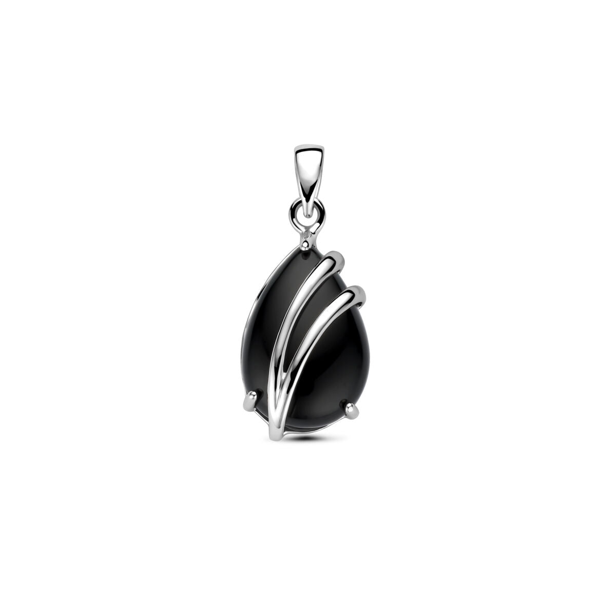 Zilveren gerhodineerde hanger druppel onyx 16 mm - 1341303 - PansiteNederland.nl