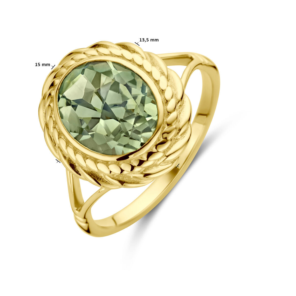 Ring groen amethist 14K geelgoud