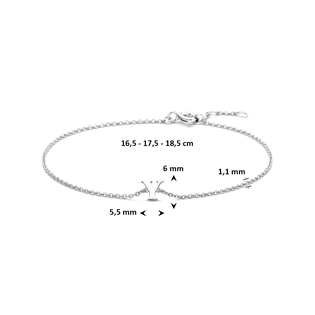 Armband letter Y zilver gerhodineerd #Letter_Y