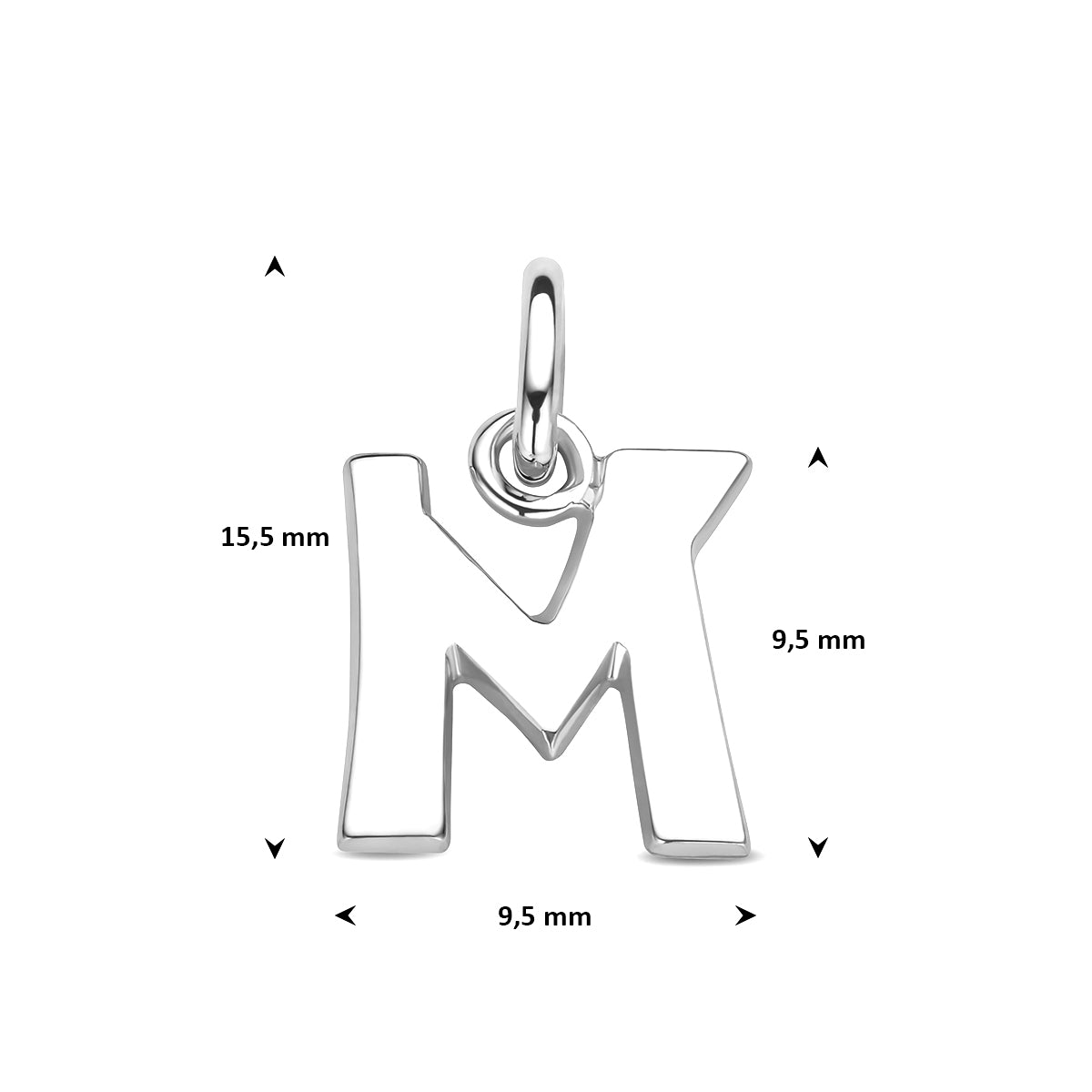 Hanger letter M 11 mm zilver #Letter_M
