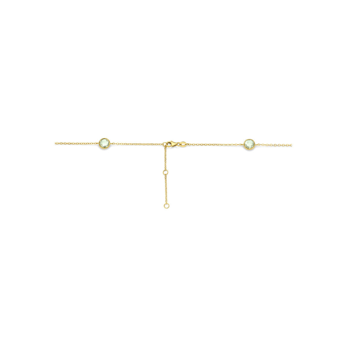 Collier groen amethist 14K geelgoud 40 - 42 - 44 cm