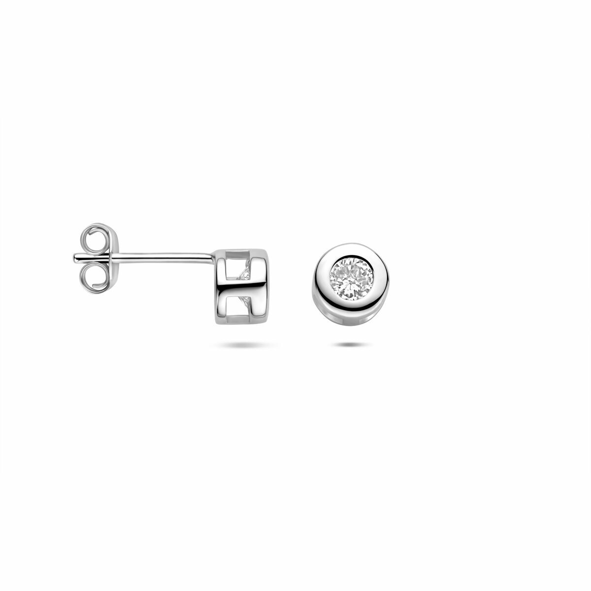 Zilveren gerhodineerde oorknoppen zirkonia 6 mm - 1341355
