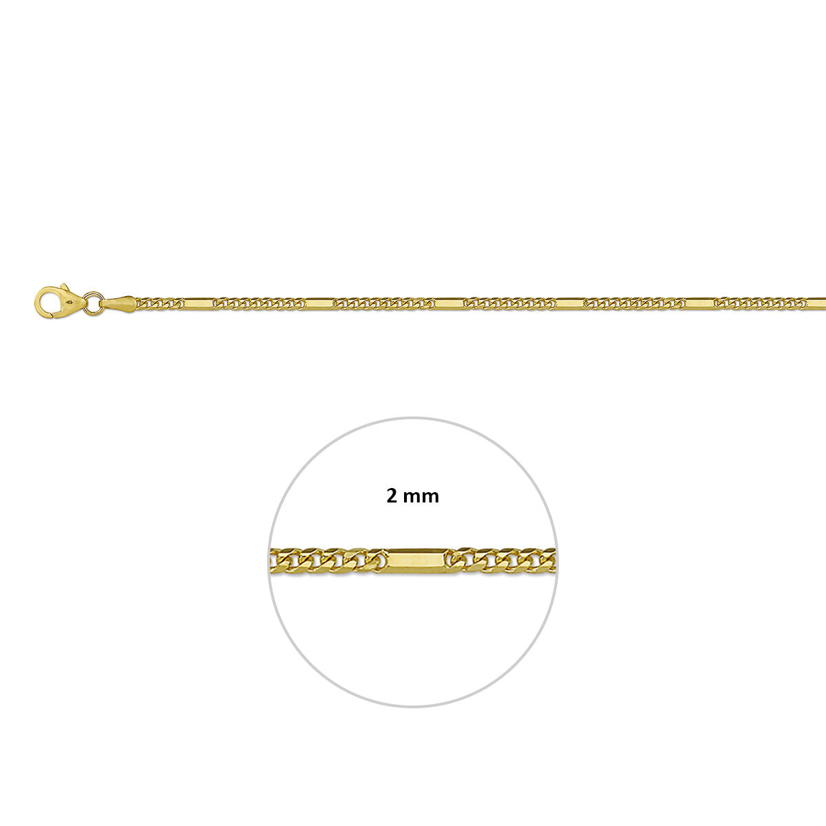 Fantasy Collection Gourmette met tussenstuk 2,0 mm 14K geelgoud
