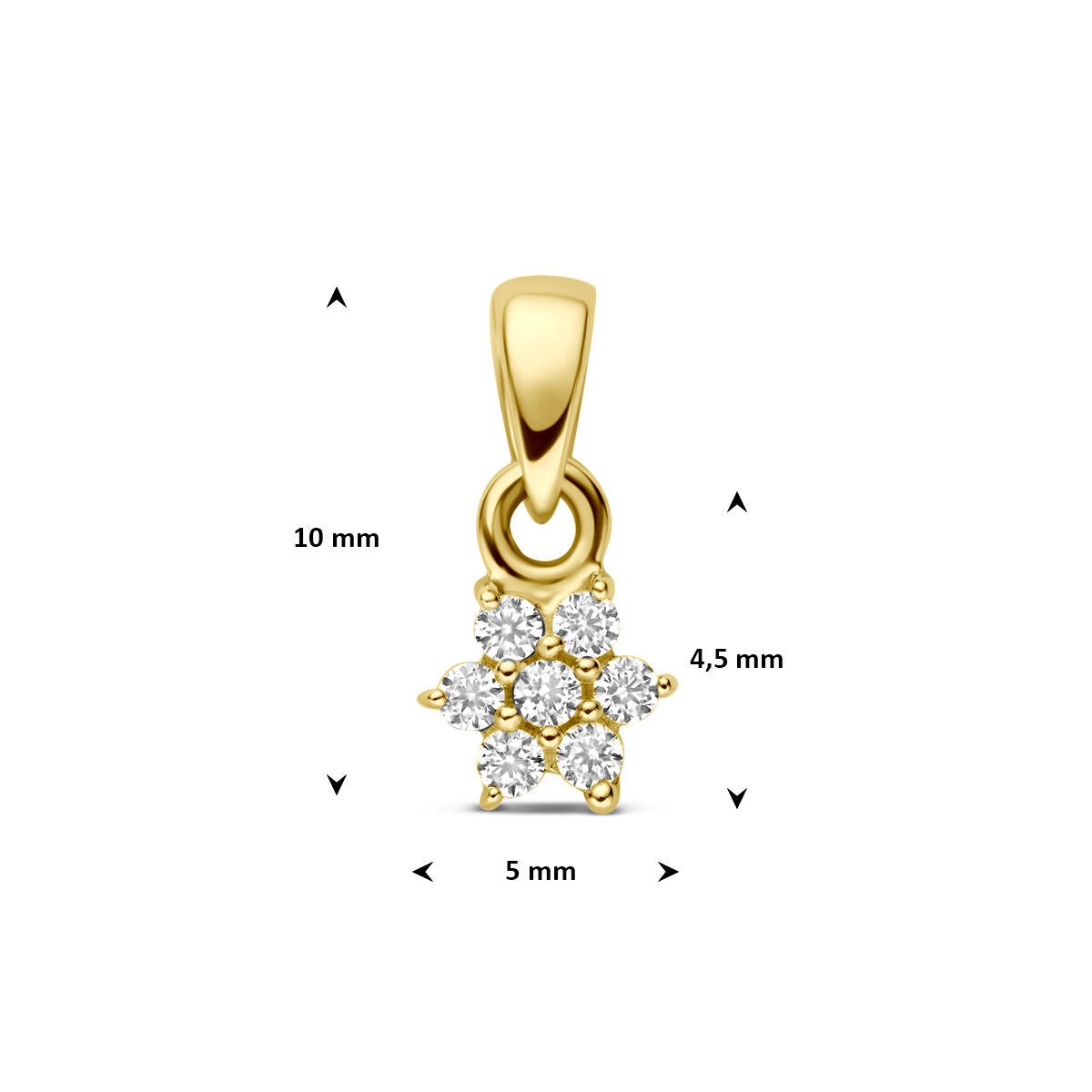 Hanger zirkonia 9K geelgoud 4,5 mm