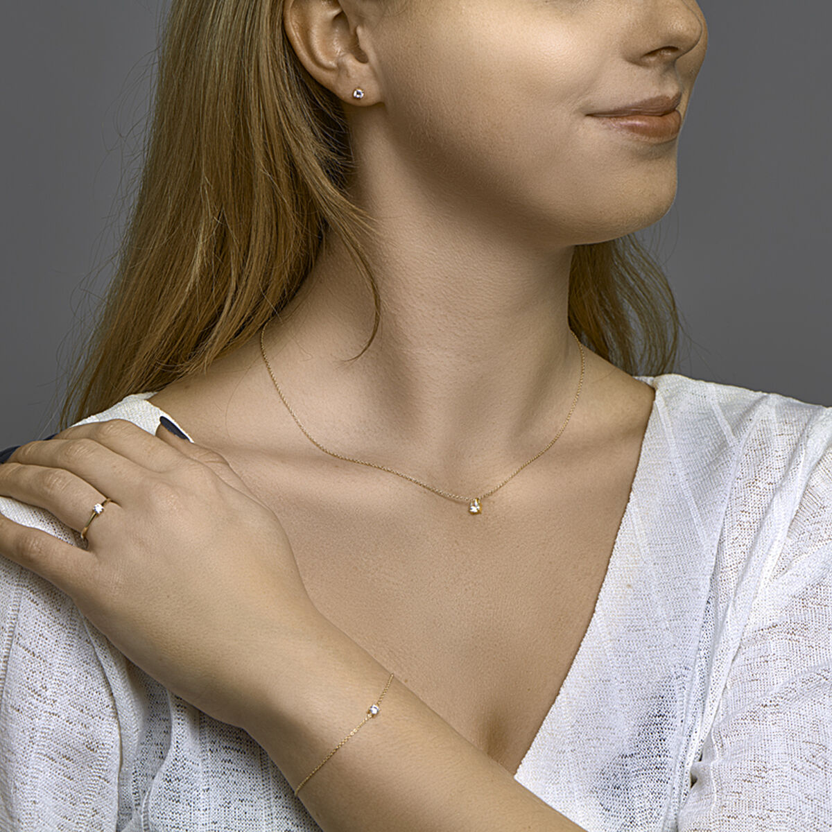 Ring zirkonia 14K geelgoud