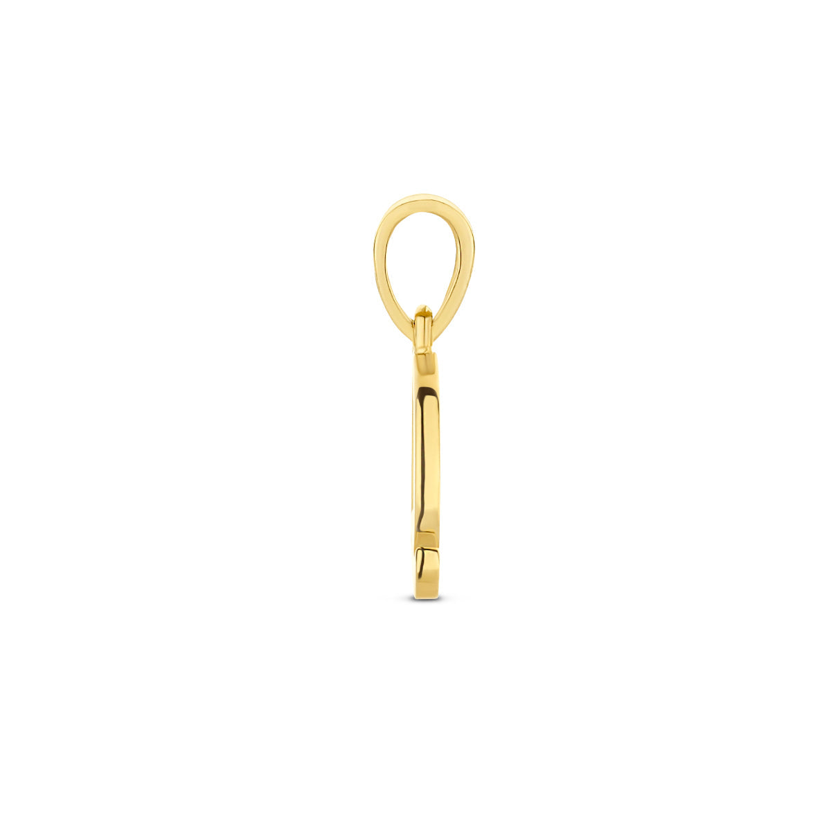 Hanger letter Q zirkonia 14 mm 14K geelgoud #Letter_Q