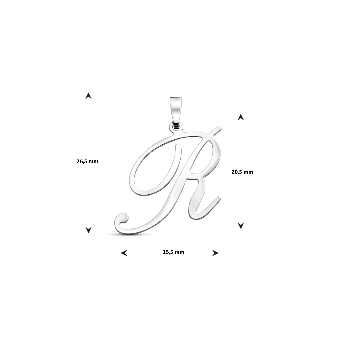 Hanger sierletter R 20,5 mm zilver #Letter_R