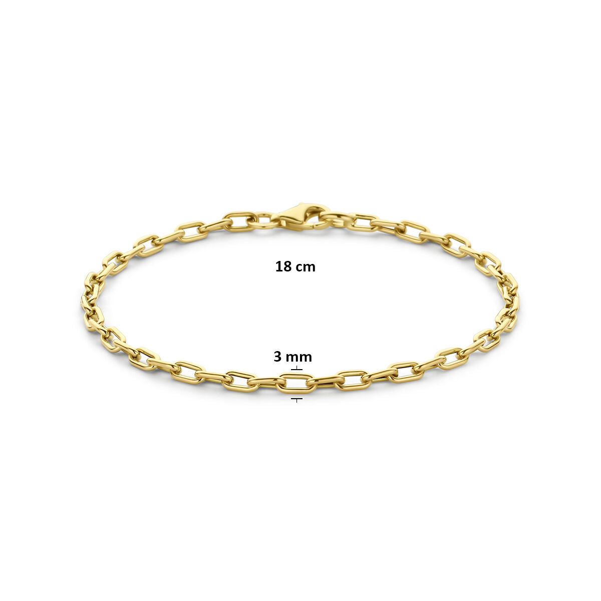 Armband 3 mm 14K geelgoud 18 cm