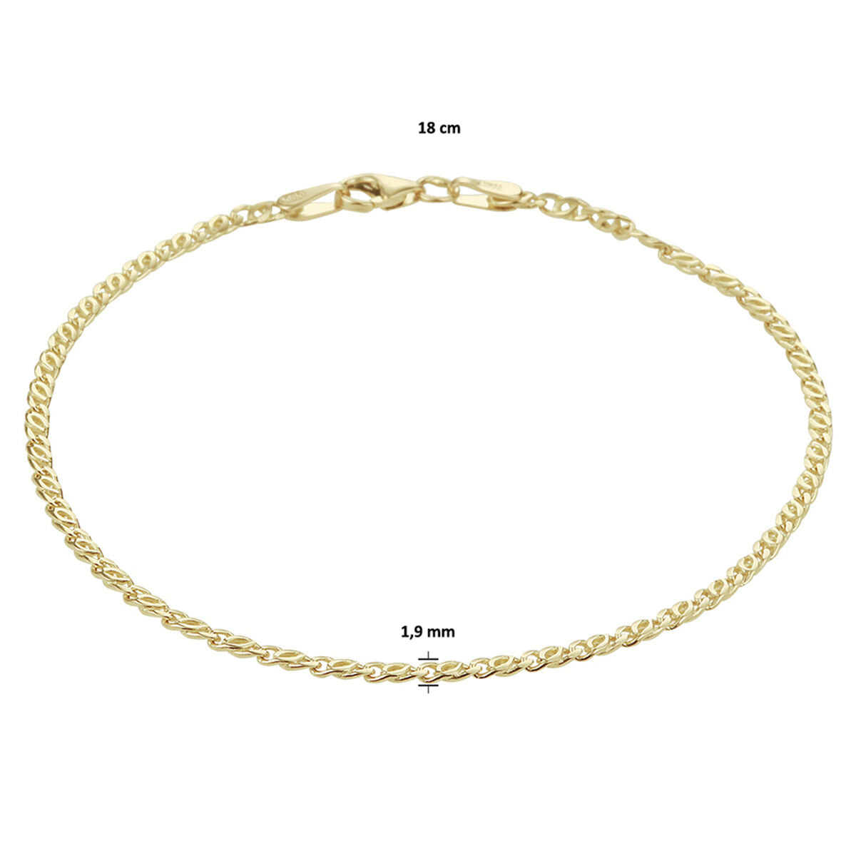 Armband valkenoog 1,9 mm 14K geelgoud