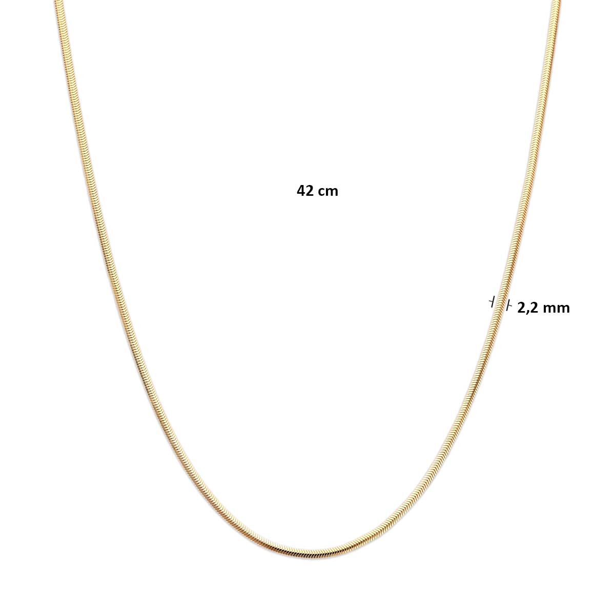 Collier slang plat (bol) 2,2 mm 14K geelgoud 42 cm