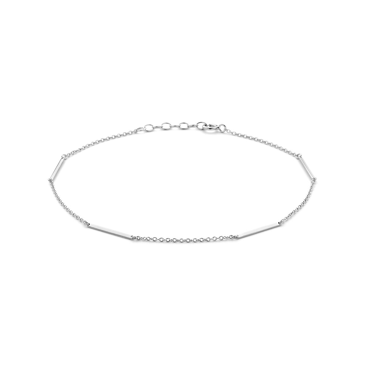 Enkelbandje balkjes 1,6 mm 24 + 2 cm zilver gerhodineerd