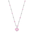Zilver Gerhodineerd collier emaille hartje 36 + 4 cm 1341865