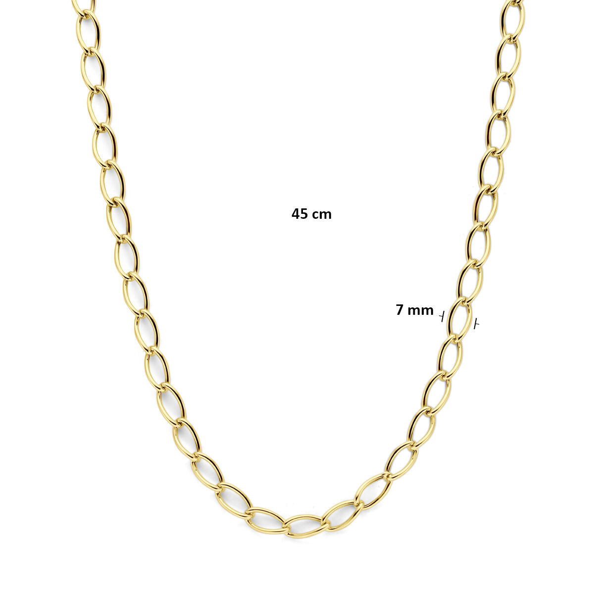 Collier 7 mm 14K geelgoud 45 cm